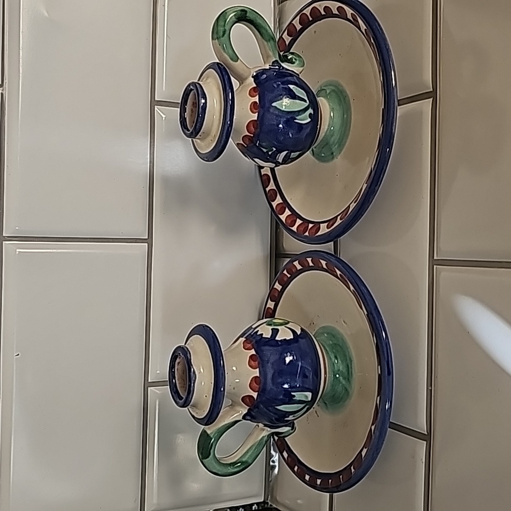 Italian Ceramic Casola Positano Candleholders